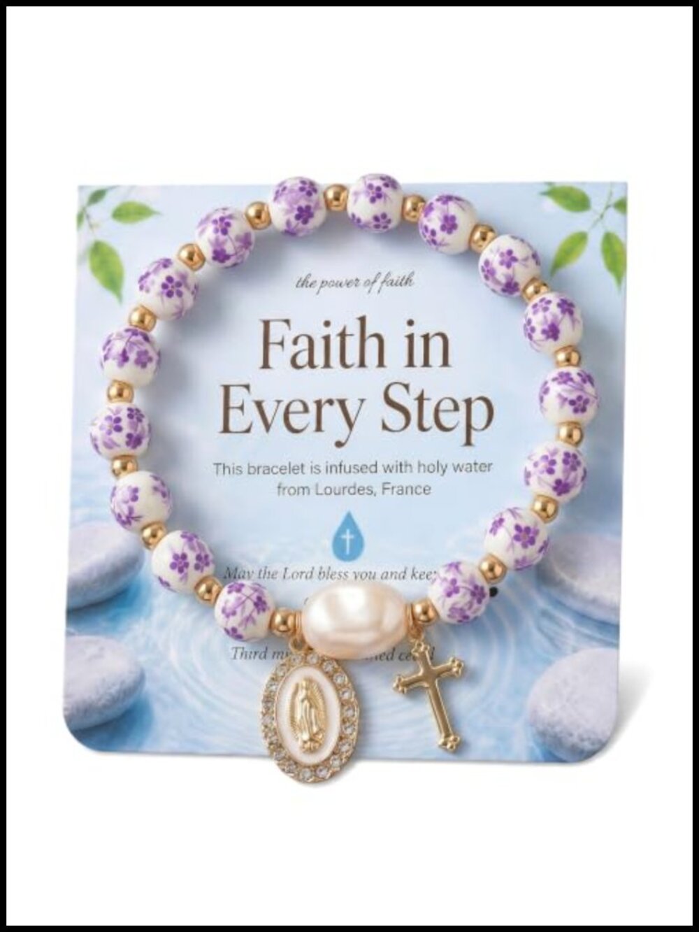 Holy Water Bracelet Women Religious Christian Faith Jewelry Prayer Beads Stretch